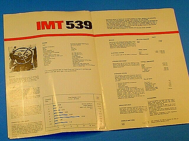 VINTAGE IMT 539 TRACTOR DEALERSHIP BROCHURE