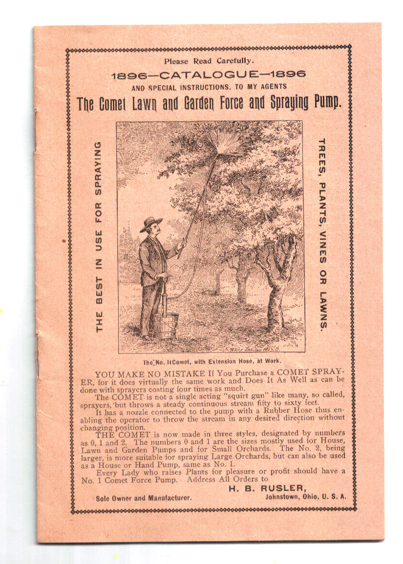 1896 Comet Lawn &Garden Force Pump Recruiting Letter Packet Price List Catalogue