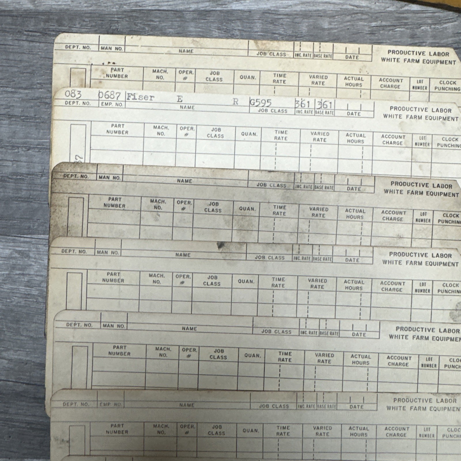White Farm Equipment Co. Charles City, Iowa Employee Time Cards, Handbook Union