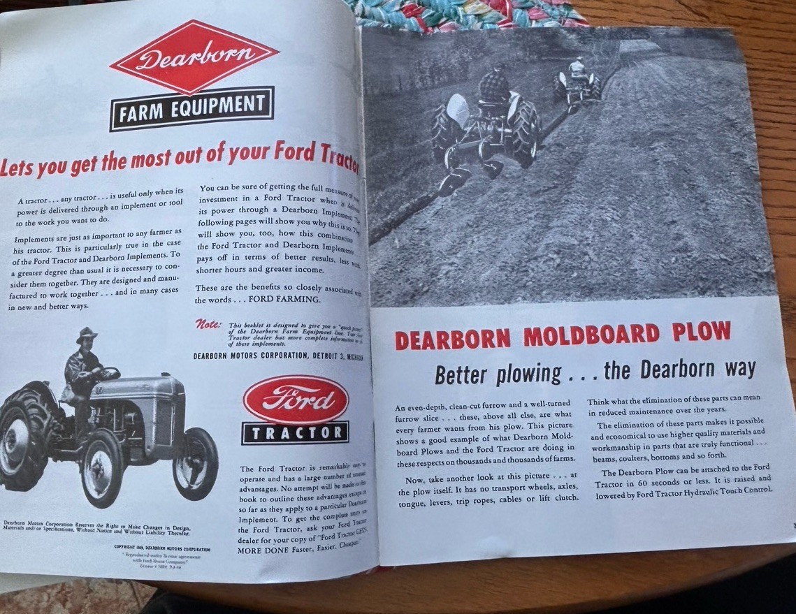 Dearborn Ford 2N 8N 9N Tractor Matched Working Equipment Brochure