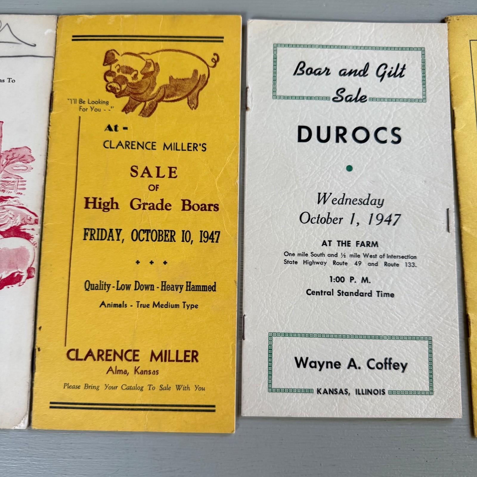 Mixed Lot of 15 Vintage Duroc Pig Hog Auction Sale Brochure Advertising Kansas