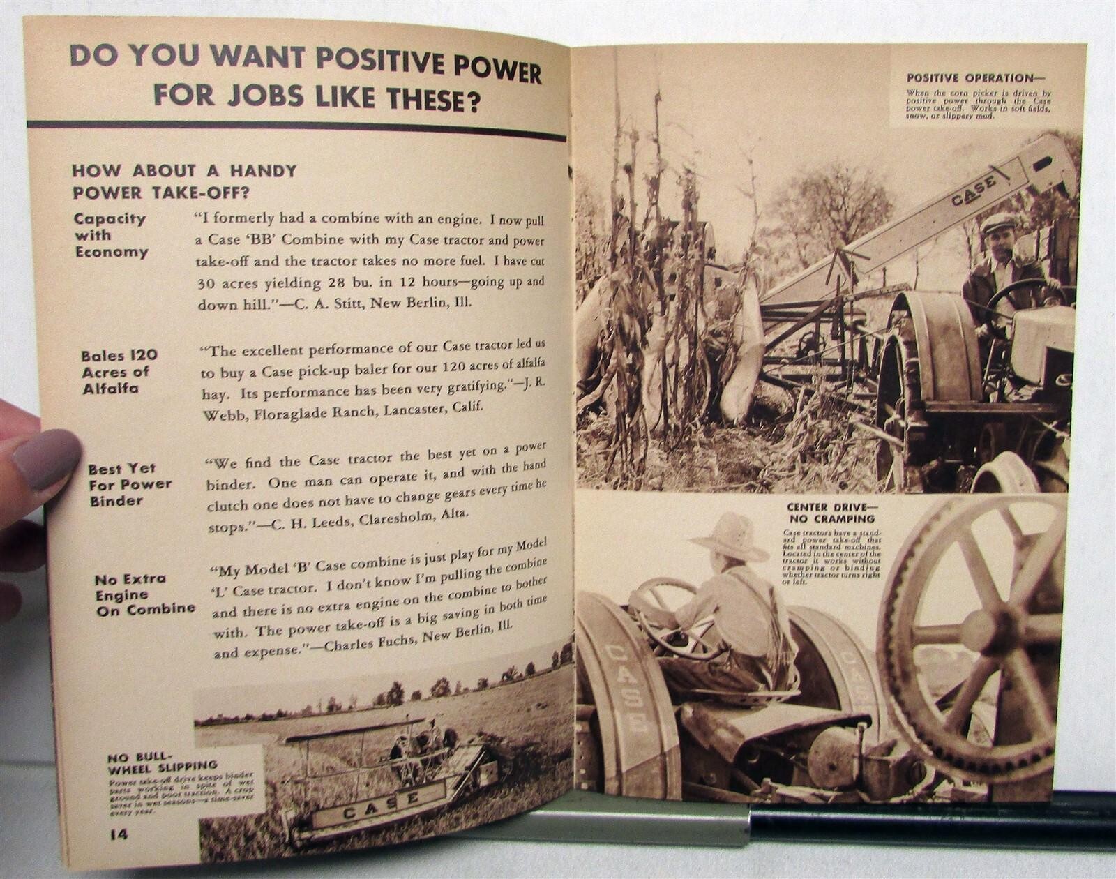 1936 Case Farm Power That Pays 40 Ways Farming Sales Booklet & Mailer