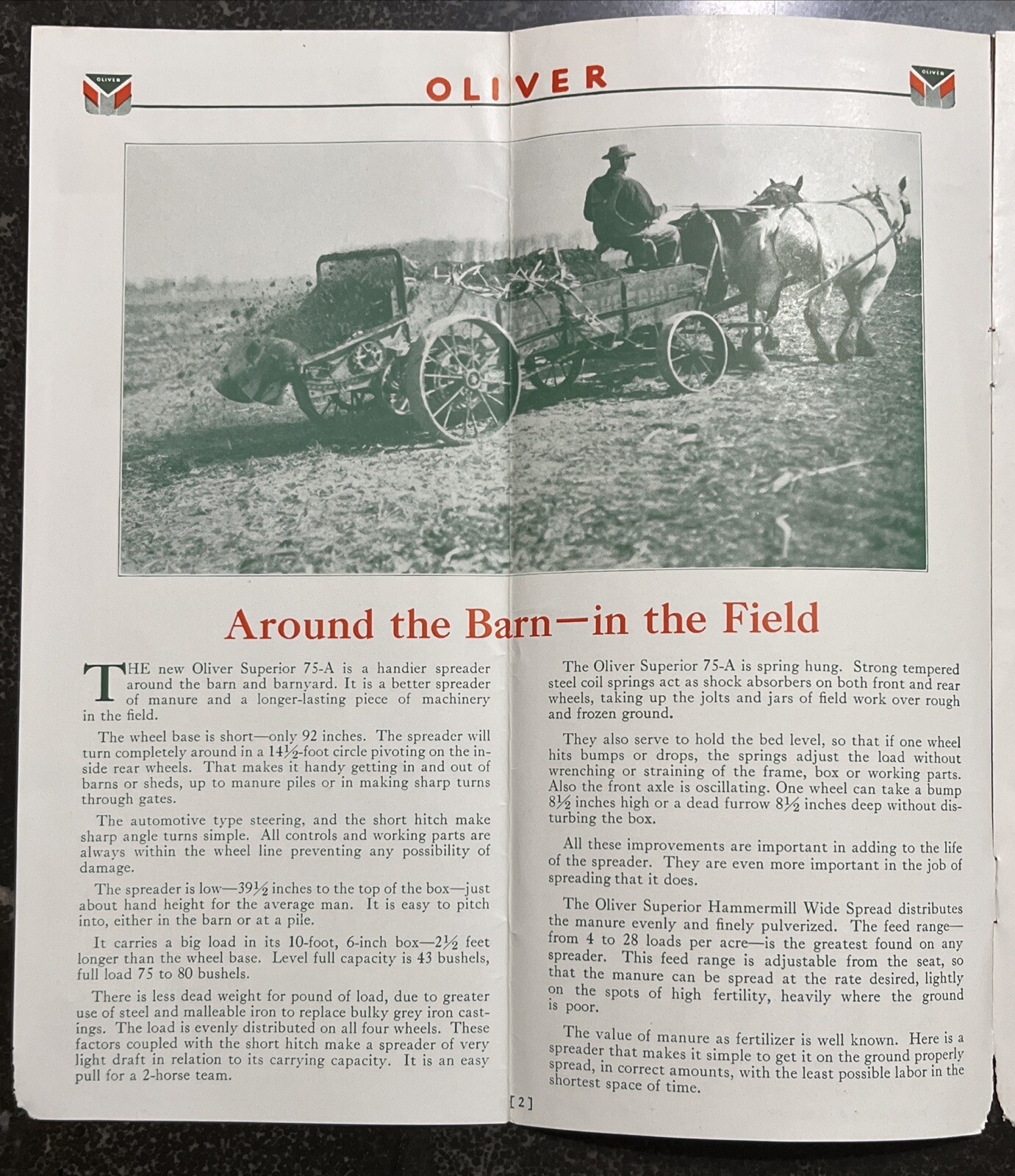 1932 Oliver Superior Spreader Specifications Agricultural Sales Brochure