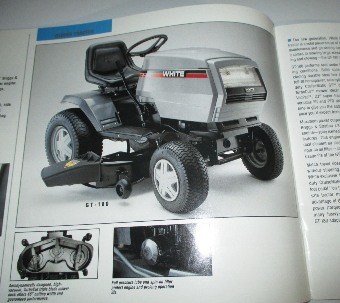 White Lawn & Garden Tractor Sales Brochure GT180 LGT165 LT145 LT125 LT14 LT12 L1