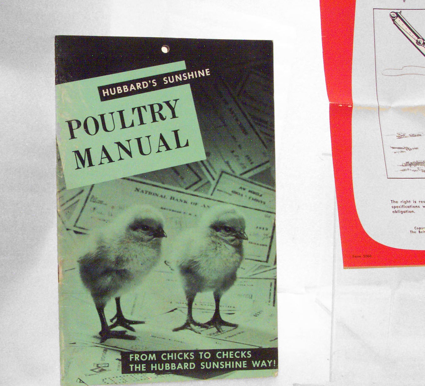 BELT Portable Farm Elevators Brochure, Hubbard’s Sunshine Poultry Manual Lot Vtg