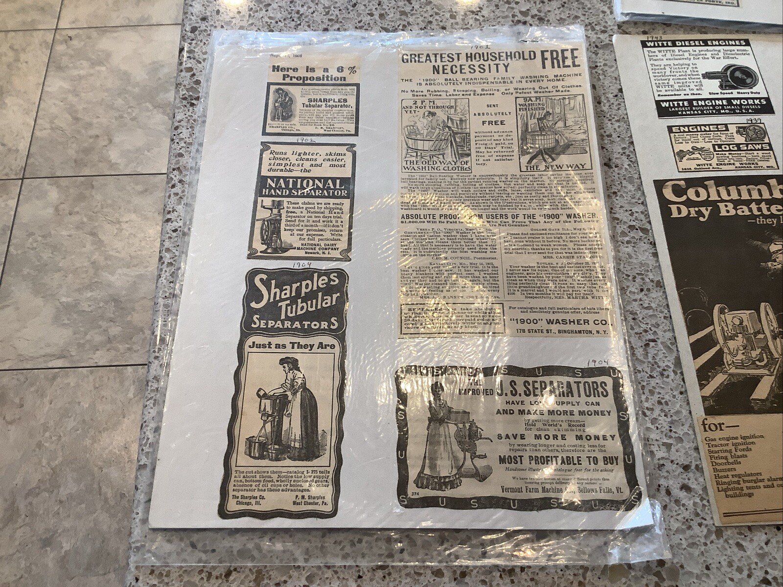 80+ B&W Print Magazine ads Farm Related 1900-10 Land Machinery Feed Gloves More