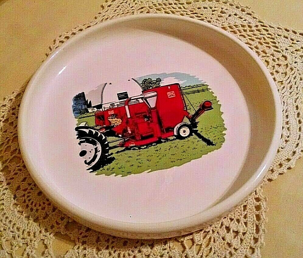 GEHL 66 MIX ALL MIXER ASHTRAY DISH CANDY NUT VINTAGE WHITE CERAMIC FARM SCENE.