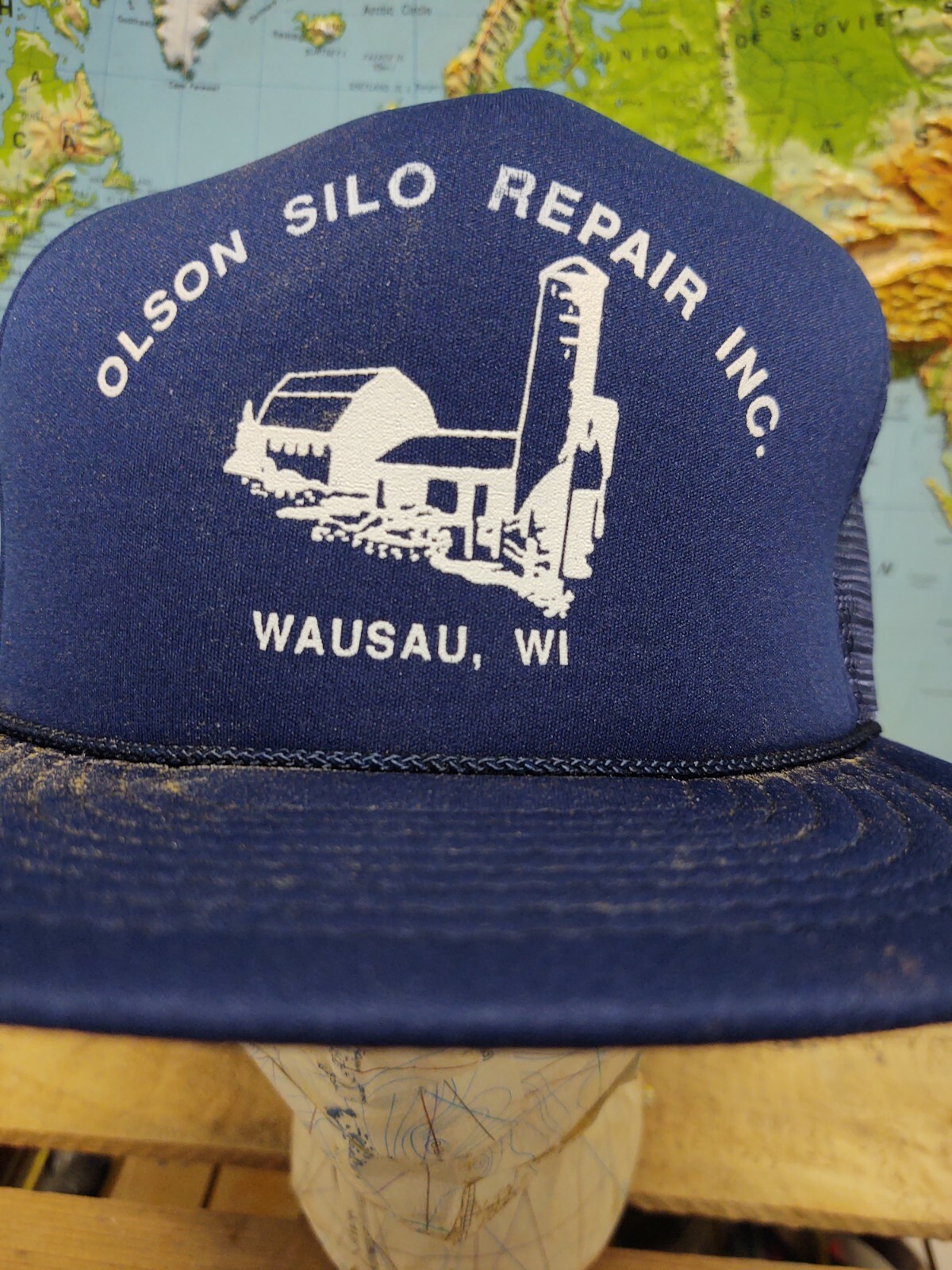 Vintage Trucker Snap Back Olson Silo Repair Farm Hat Hats Clothing Wausau WI