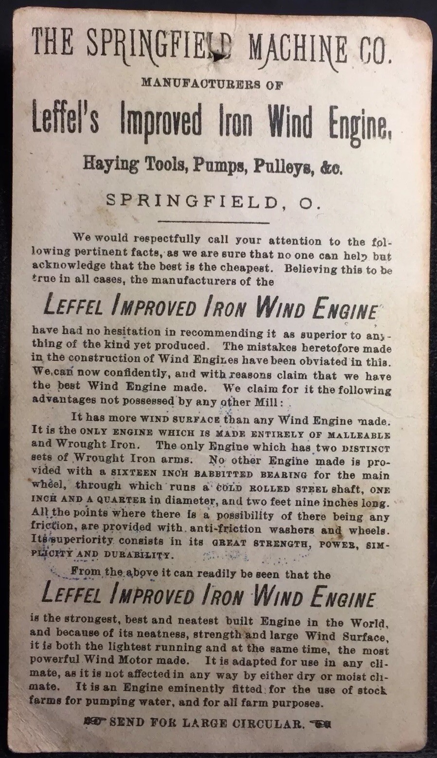 Aermotor Iron Windmill Engine Tower Litho American Ohio Merchant Rare Trade Card