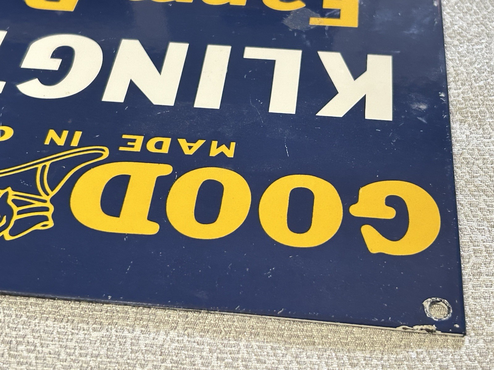 Vintage Porcelain Goodyear Klingtite Farm Belts Metal Sign