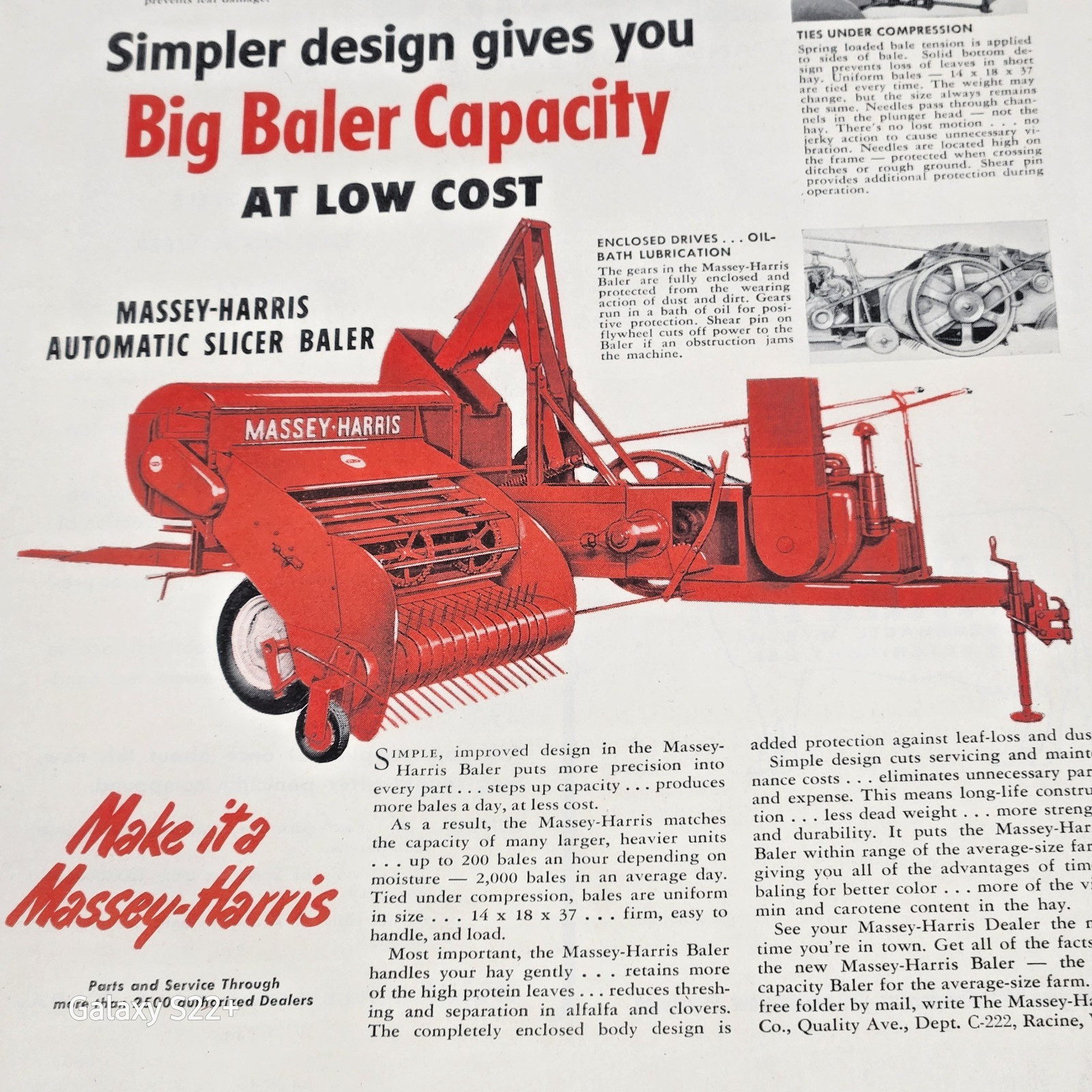 Massey-Harris Automatic Slicer Hay Baler 1953 Original Print Ad 12-3/4 X 9-1/2