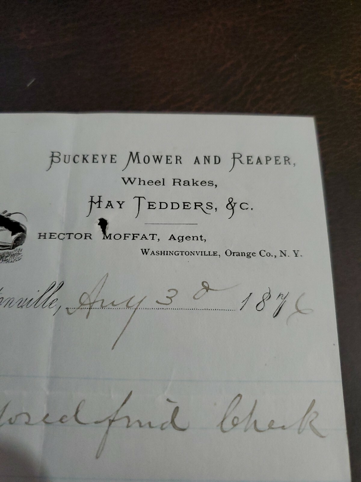 1876 Buckeye Mower Reaper Co Leatterhead