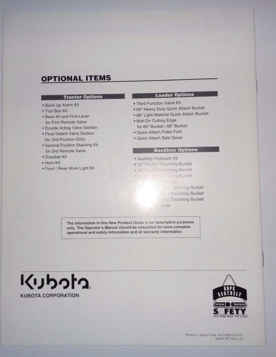 *Kubota B26 Tractor Loader Backhoe New Product Guide Sales Brochure literature