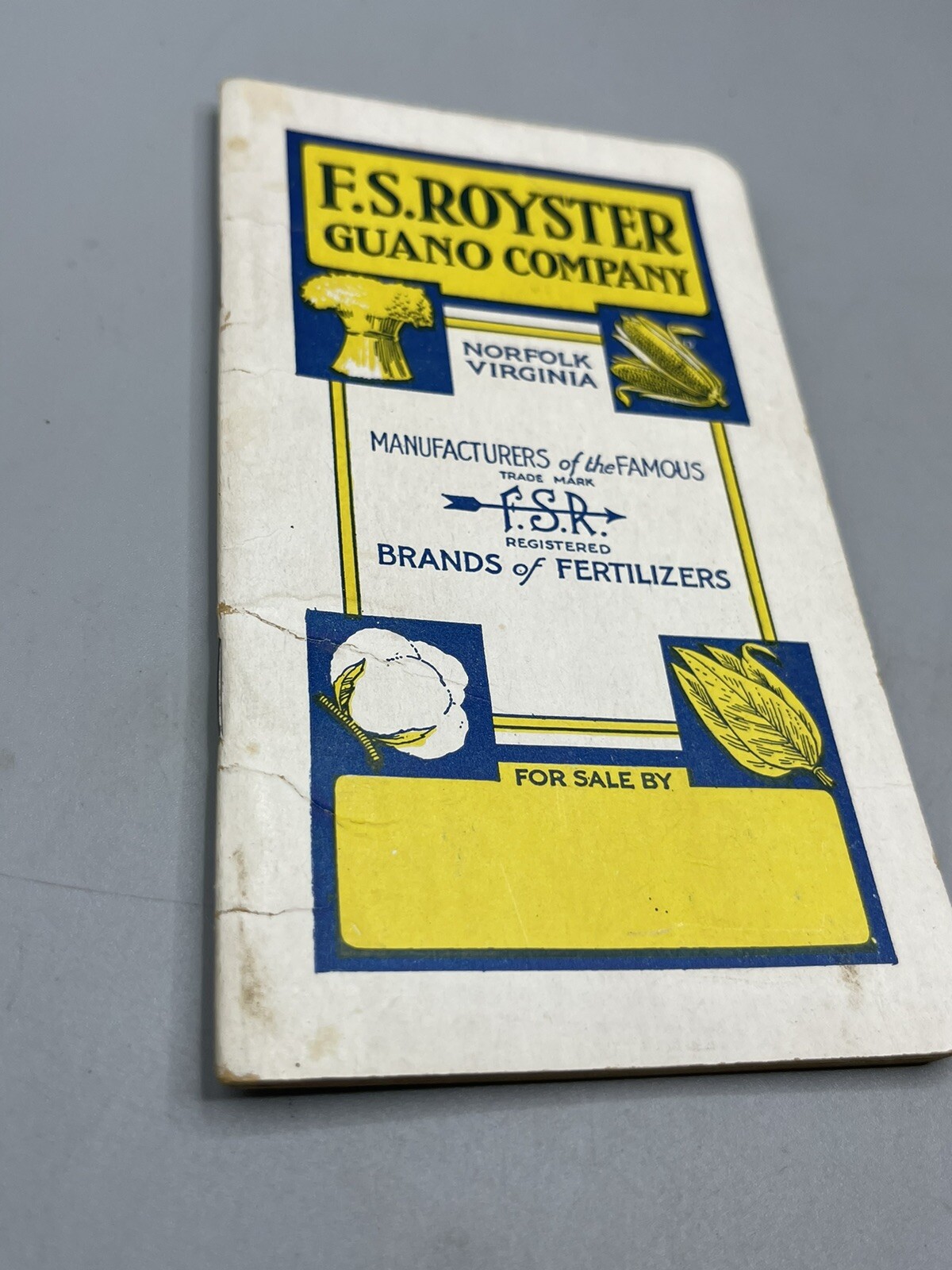 1927-1928 FS Royster Guano Co. Royster Fertilizers Advertising Memo Book.