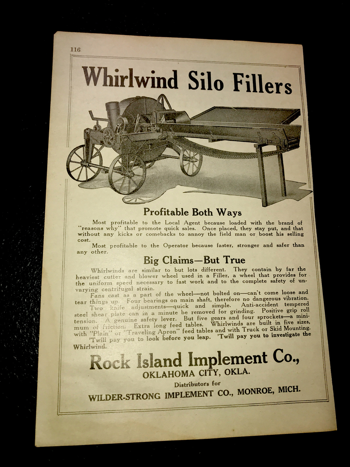 1916 Rock Island Implements Farm Advertising – Oklahoma City – Oklahoma