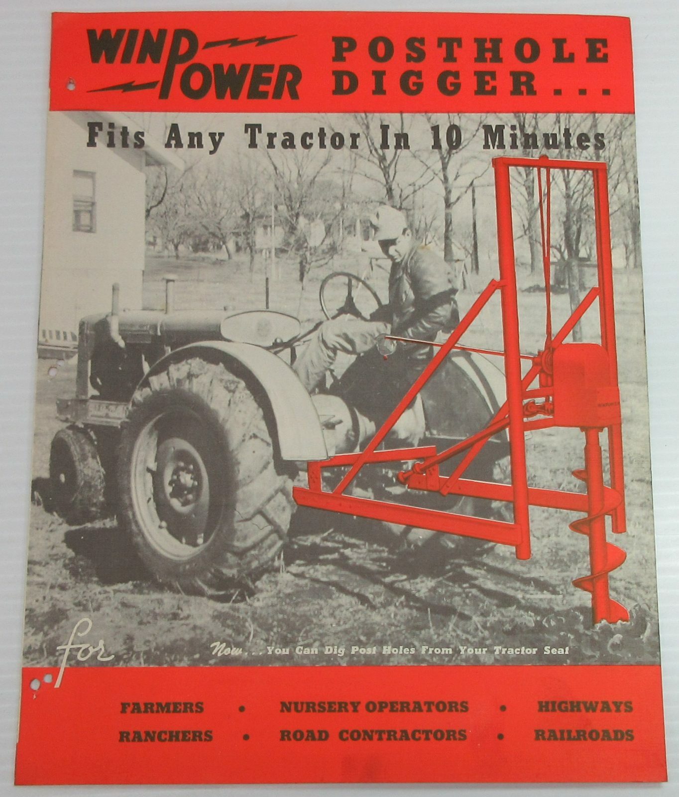 Vintage Winpower Posthole Digger Foldout Brochure