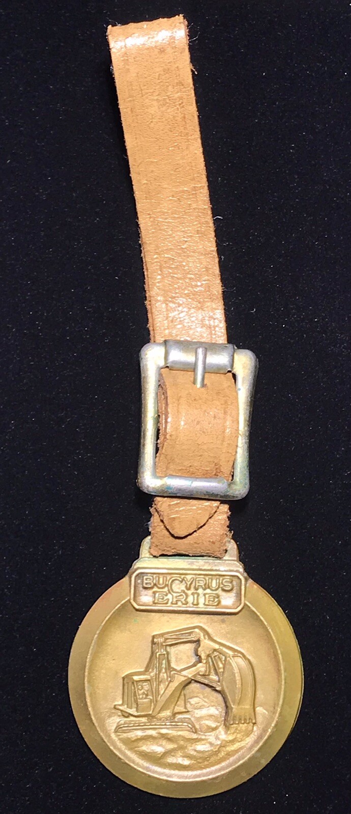 Bucyrus Erie Brass Key-Fob, Round, HO Penn NY Watch Fob, Key chain Vintage Farm