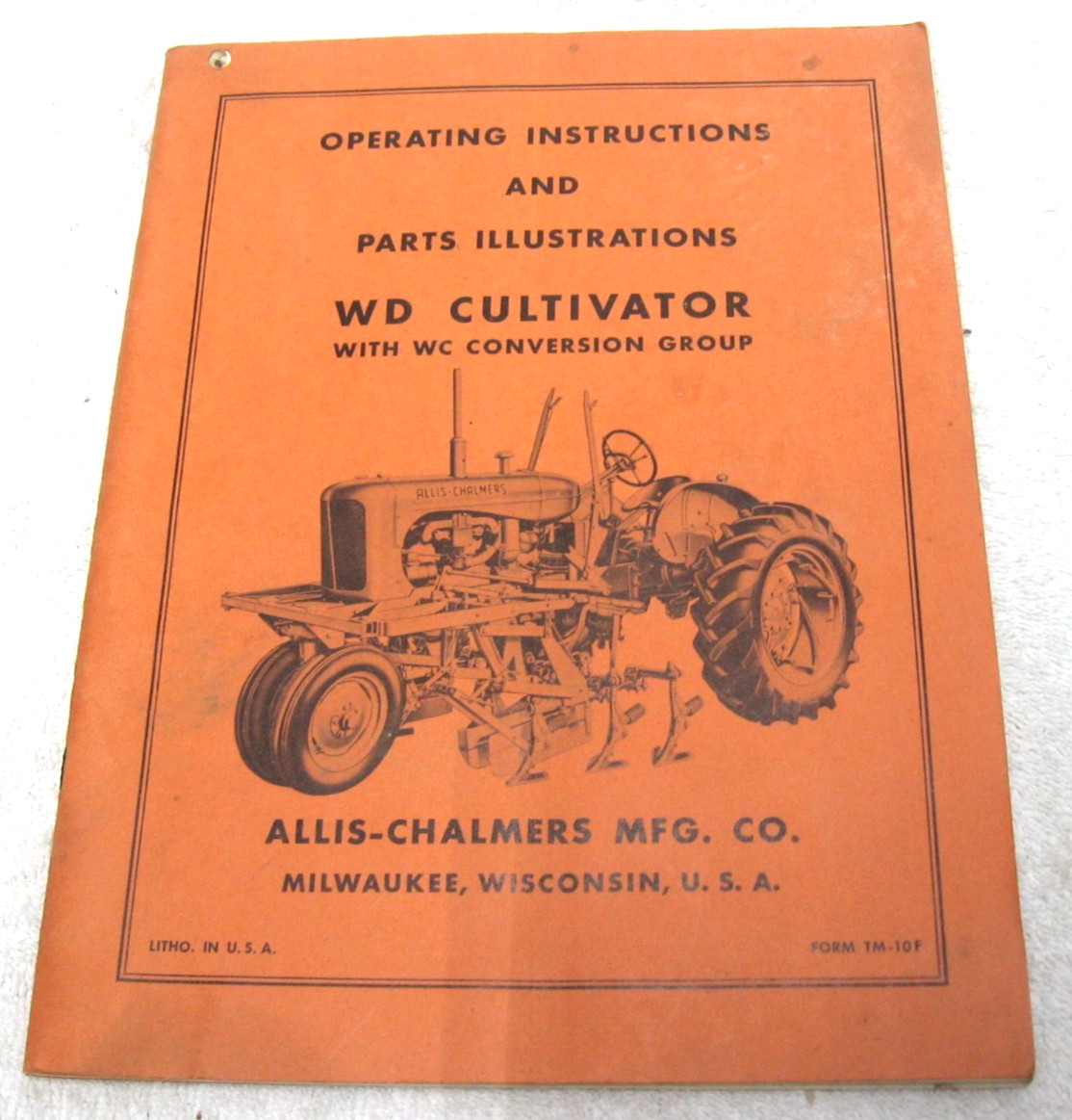 VINTAGE 1950S ALLIS CHALMERS WD TRACTOR MOUNTED CULTIVATOR OPERATORS MANUAL