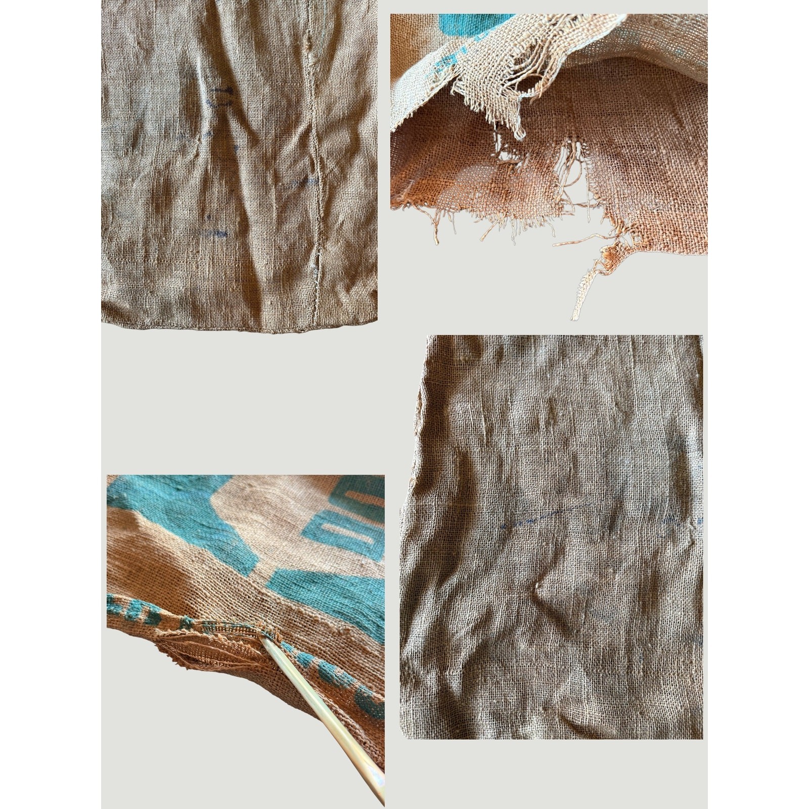 Vintage Tobacco Burlap Sack-Rocky Mount NC-Farmhouse-Textile-Grain Bag-Primitive