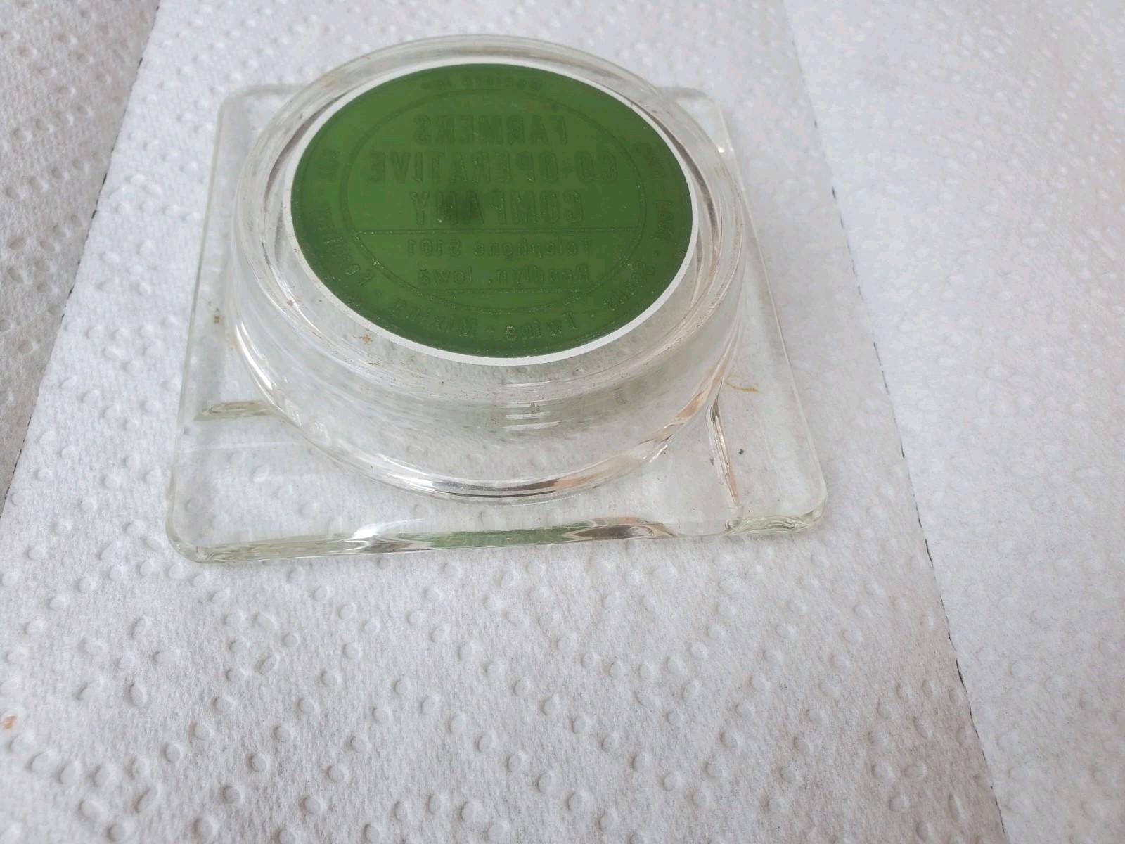 Glass Ashtray Farmers Cooperative Readlyn Iowa Coal Feed Seed Twine Mixing Tile