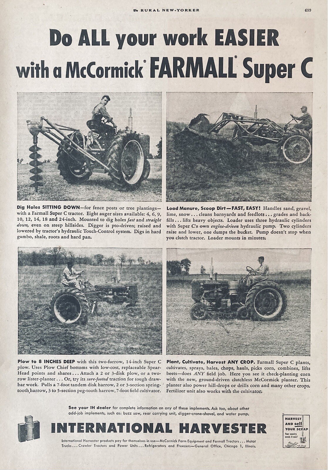 1951 AD.(XG22)~INTERNATIONAL HARVESTER CO. MCCORMICK FARMALL SUPER C TRACTOR