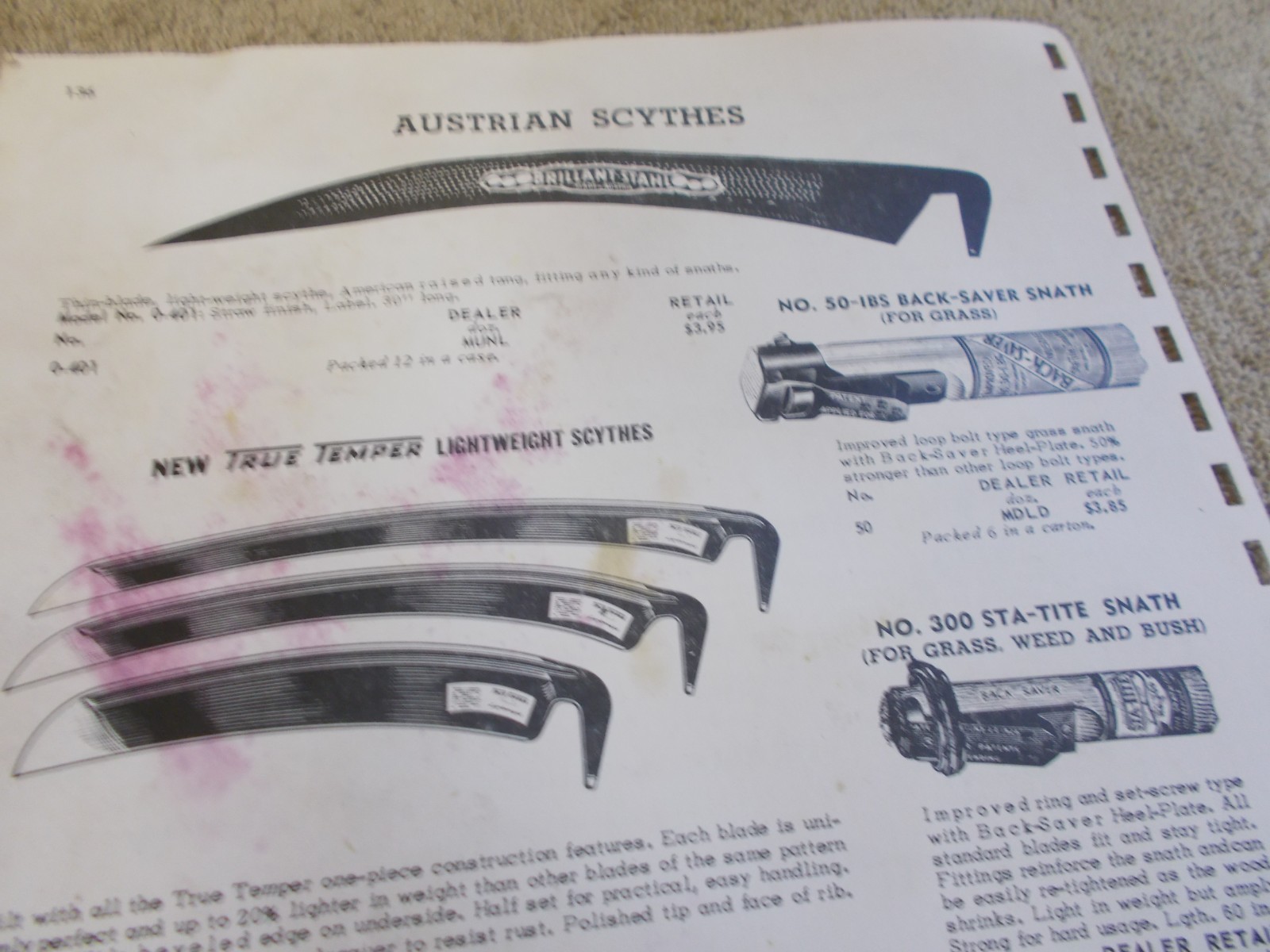 VTG 1950s AD PRICE TRUETEMPER SHEARS PRUNERS KEYSTONE SCYTHES TOOL GARDEN