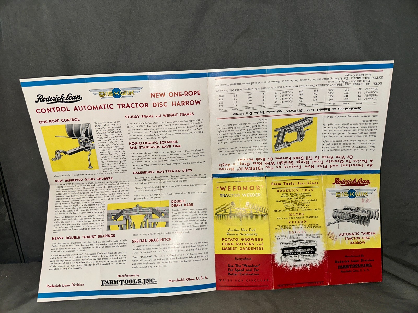 Vintage Roderick Lean Disc Harrow Sales Brochure Pamphlet