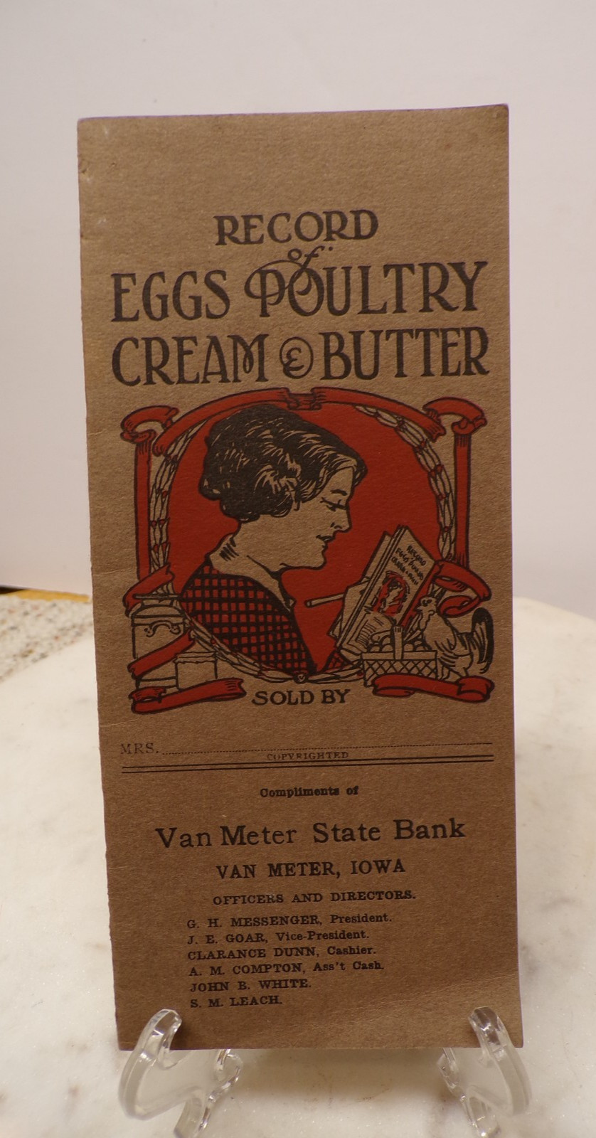 1903 Record Eggs Poultry-Cream-Butter Van Meter State Bank Iowa FAMILY LISTED?