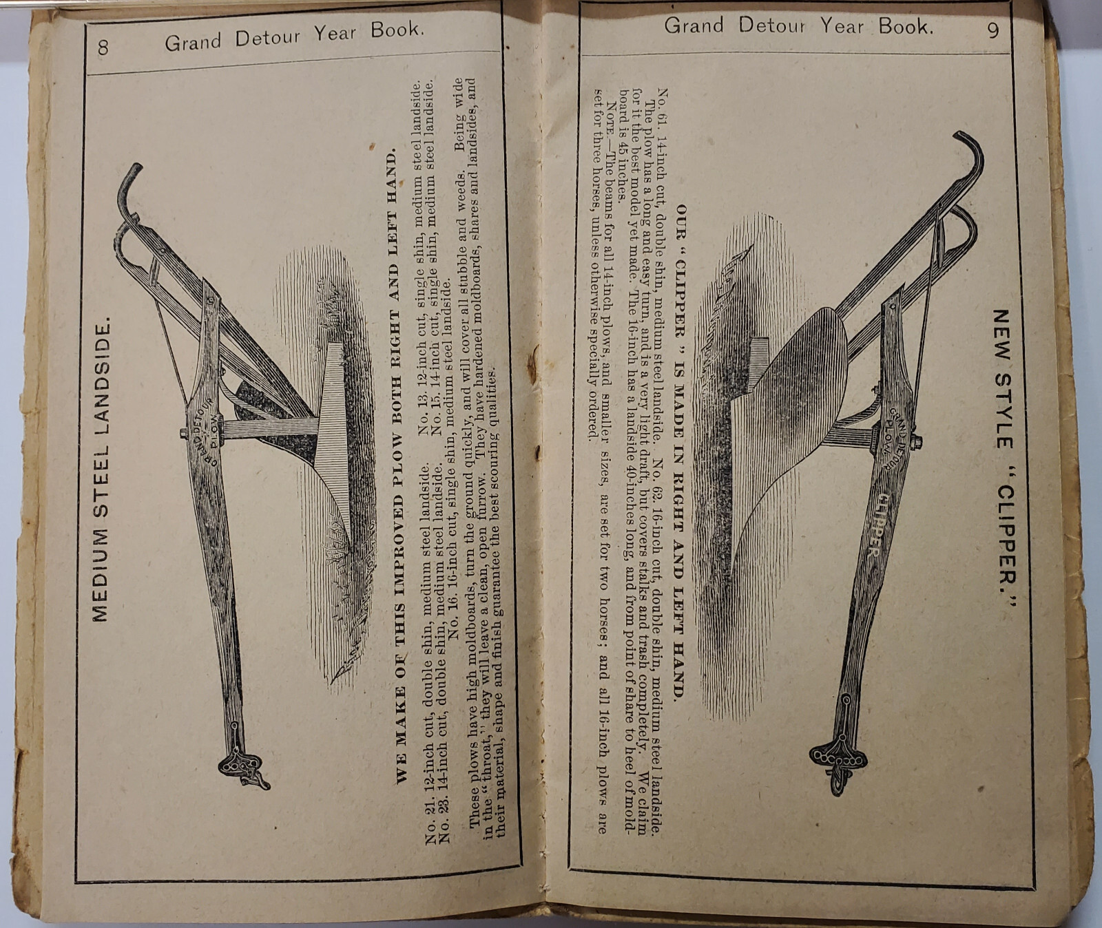 Grand Detour Plow Co, Iron/Wood Beam Plows, 1883, Dixon, Illinois, Catalog/Deere