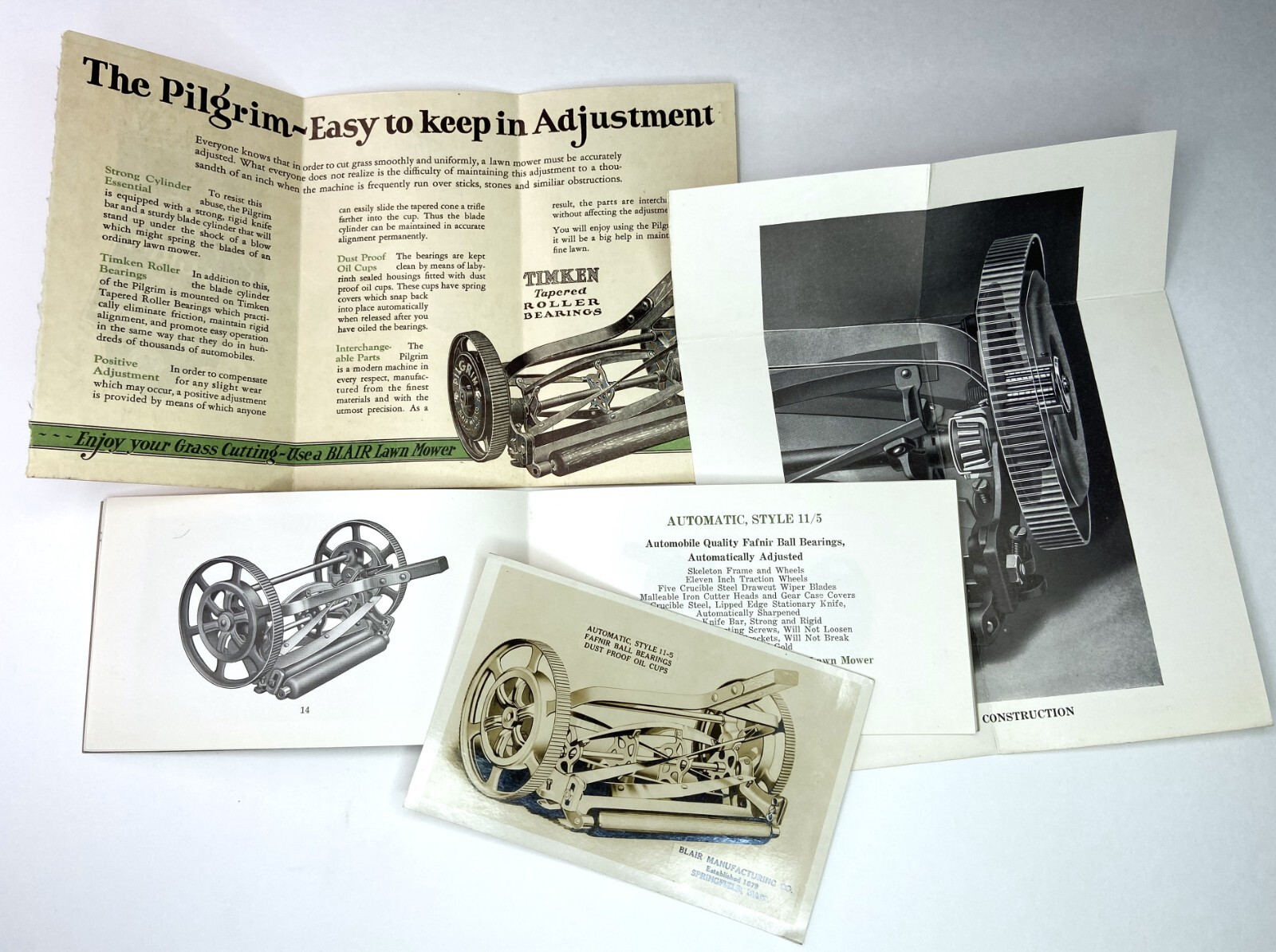 Blair Lawn Mowers – Archive LOT – Advertising Catalog, Brochures, Photo – 1928