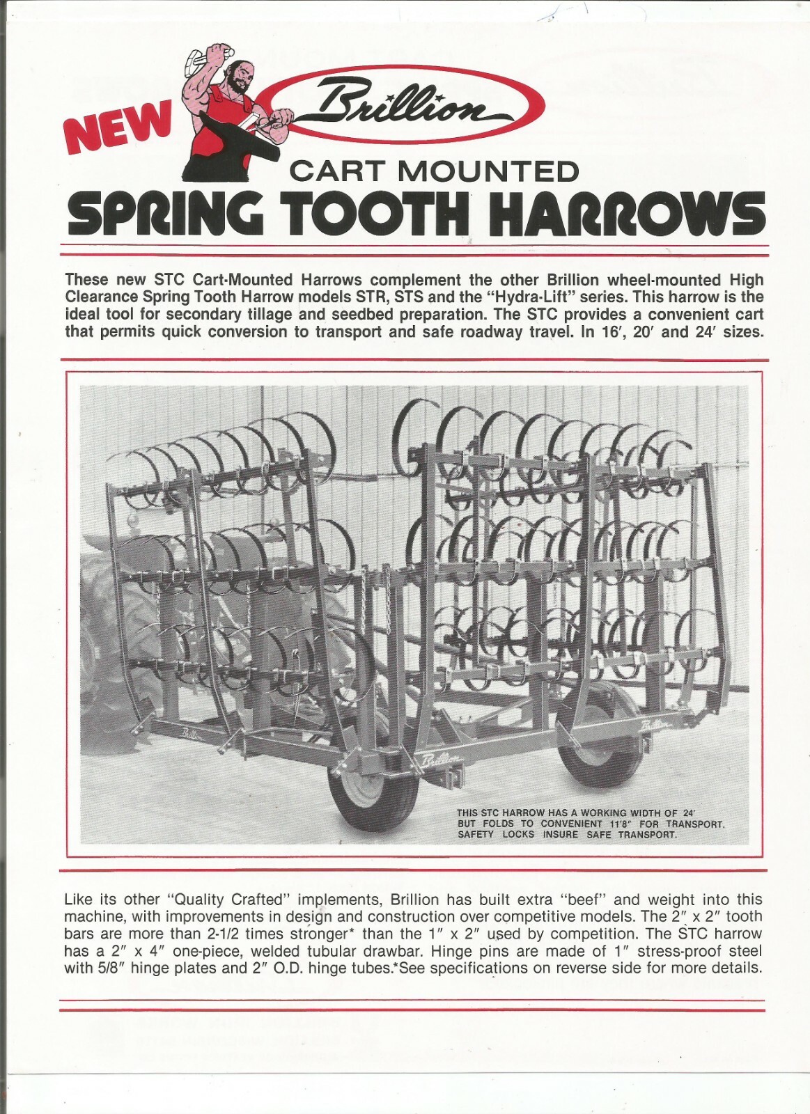 Original OEM Brillion Cart Mounted Spring Tooth Harrows Sales Brochure No. 46 M1