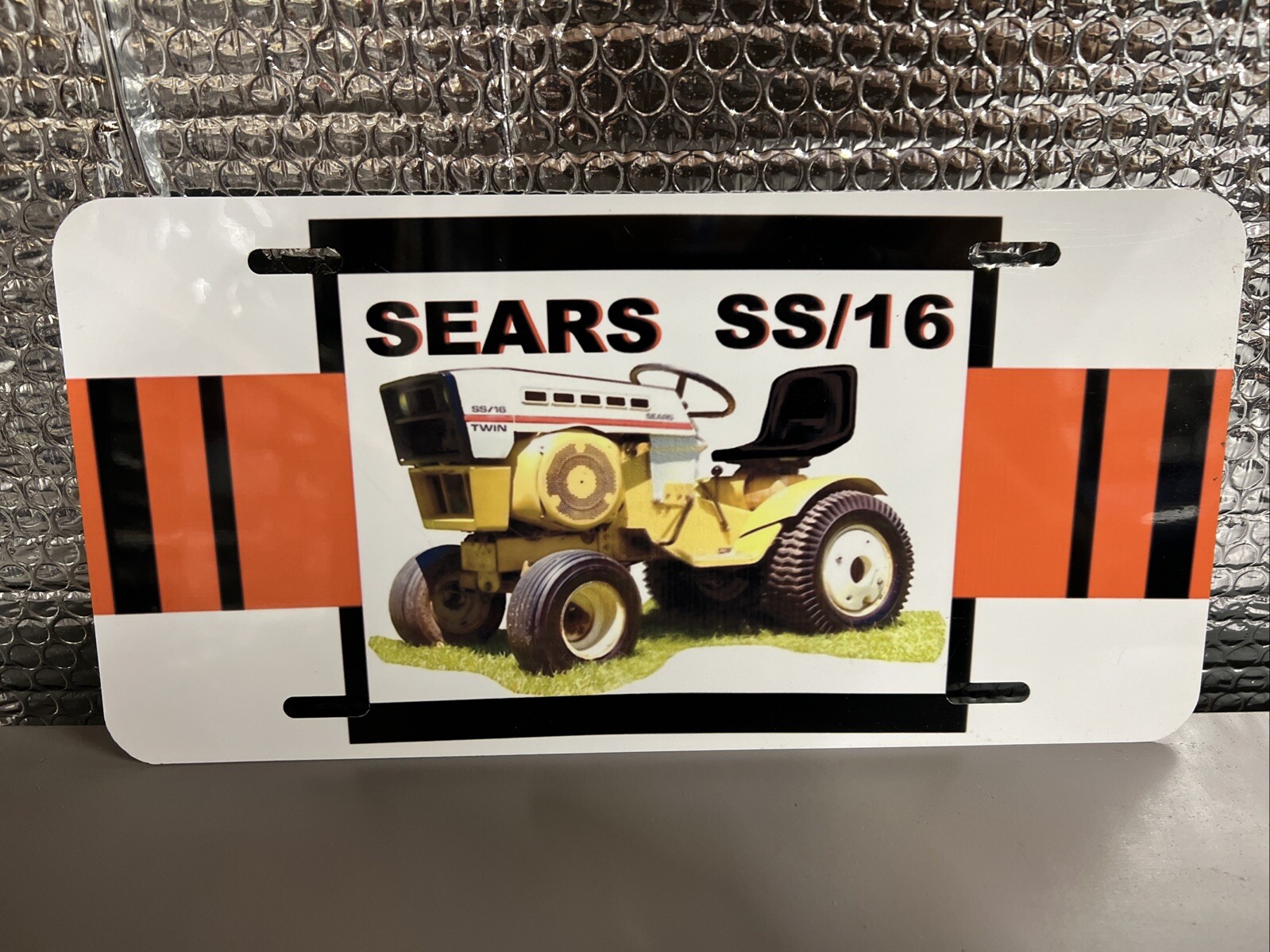Custom Sears SS/16 Garden Tractor Aluminum License Plate