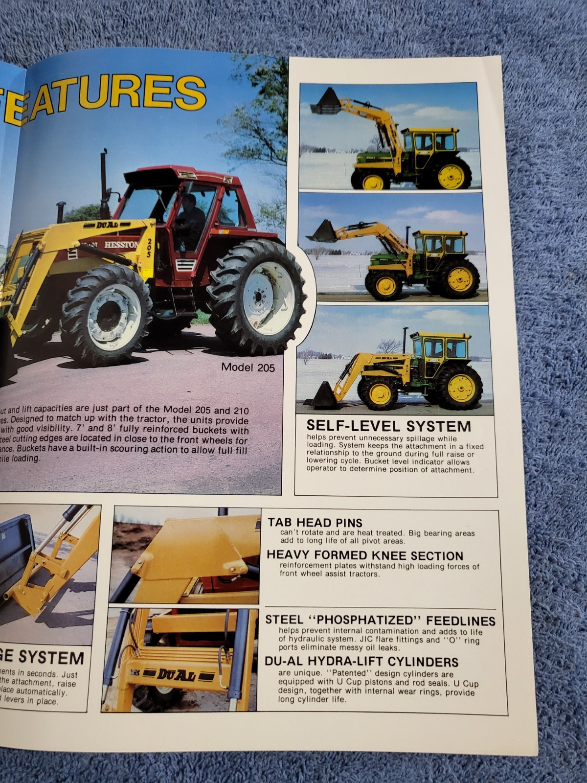 DUAL Model 205 210 Farm Tractor Loaders BROCHURE John Deere Hesston Allis etc.