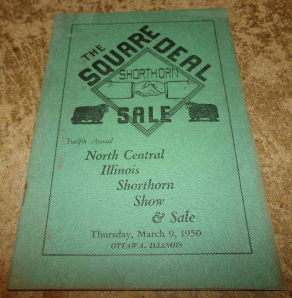 1950 march shorthorn cattle sale + show booklet ottawa,il. good used