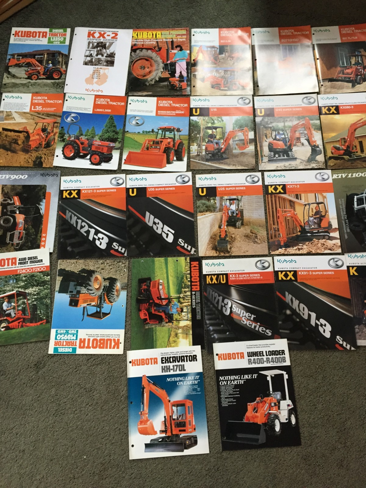 MASSIVE Lot of 44 Kubota tractor and equipment brochures Literature advertizing