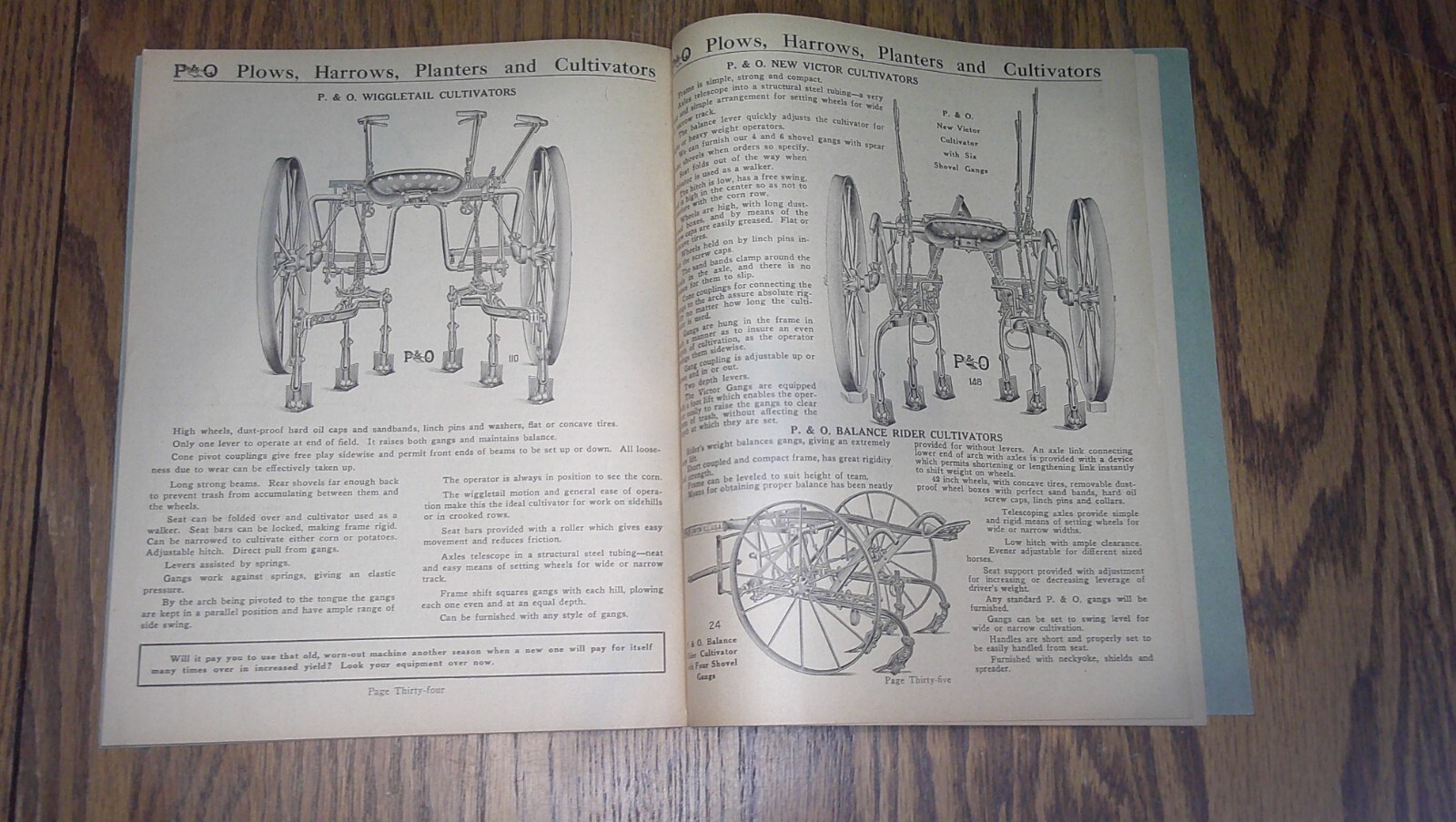 antique Advertising product booklet Parlin & Orendorff (P&O) Plow Canton, Ill 6B