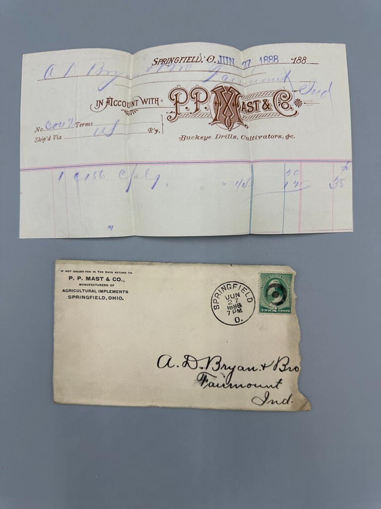 1887 PP MAST Springfield Ohio Buckeye FARM Postal Cover Billhead Advertising