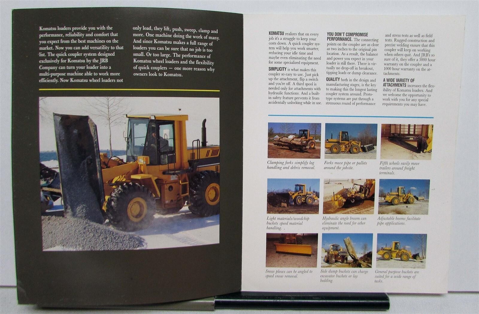1989 Komatsu Quick Coupler System Specifications Construction Sales Brochure