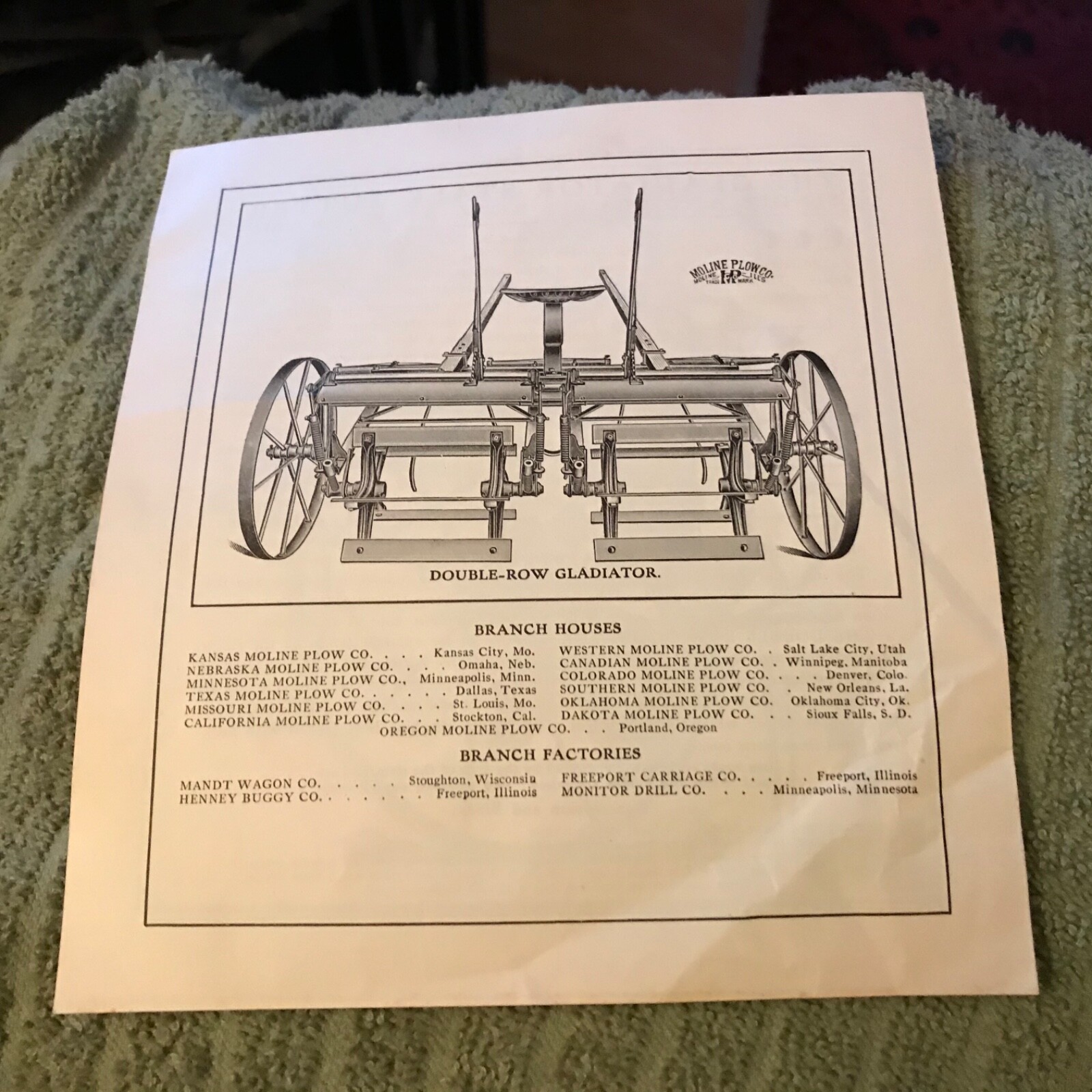 Original MOLINE TRACTOR Plow Gladiator Stalk Cutter m