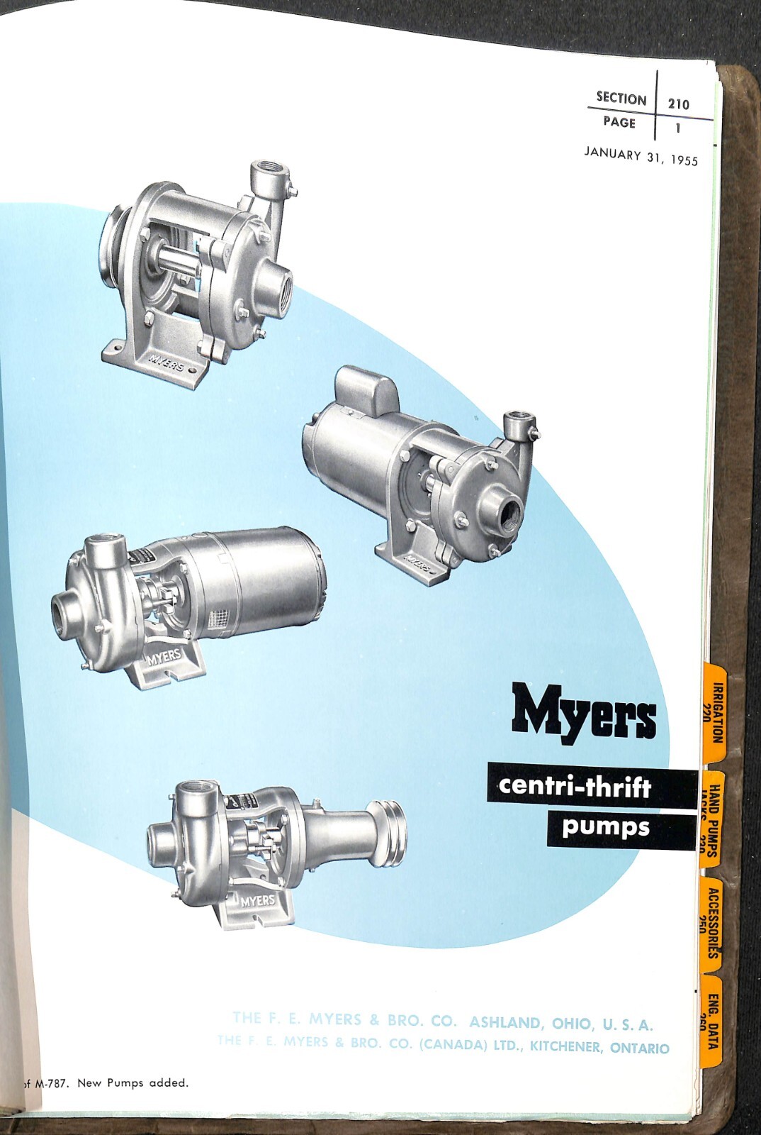 F E Myers Ashland Ohio Catalog Brochures Binder Ephemera 1966 B1