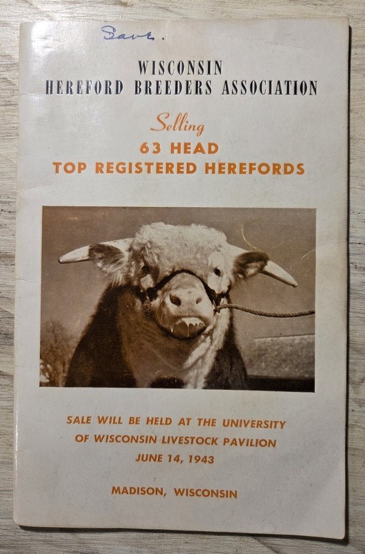 1943 Wisconsin Hereford Cattle Breeders Assoc U-W Madison Livestock Pavilion