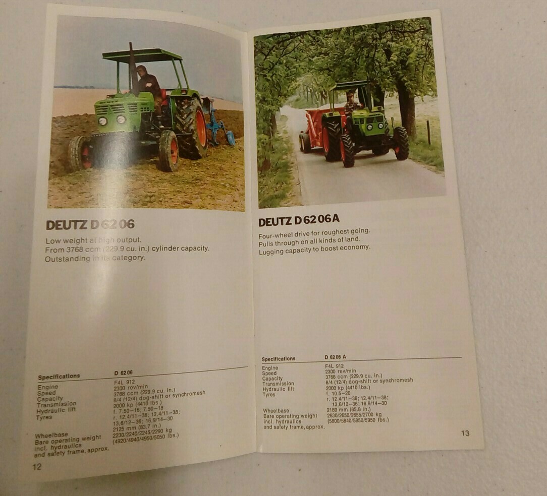 VINTAGE 1976 DEUTZ 06 SERIES TRACTOR BROCHURE MODEL D-30 to D-130 PRINTED 8/1976