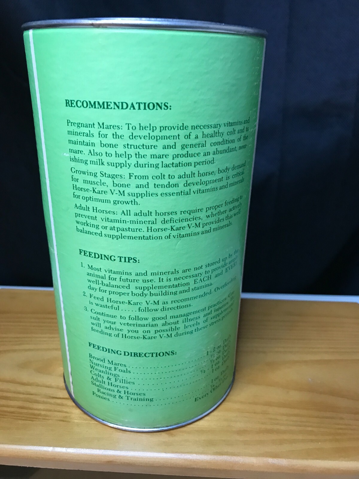 Horse Kare Can Lyndonville, VT Vitamin & Mineral Supplement Green Mountain-Empty