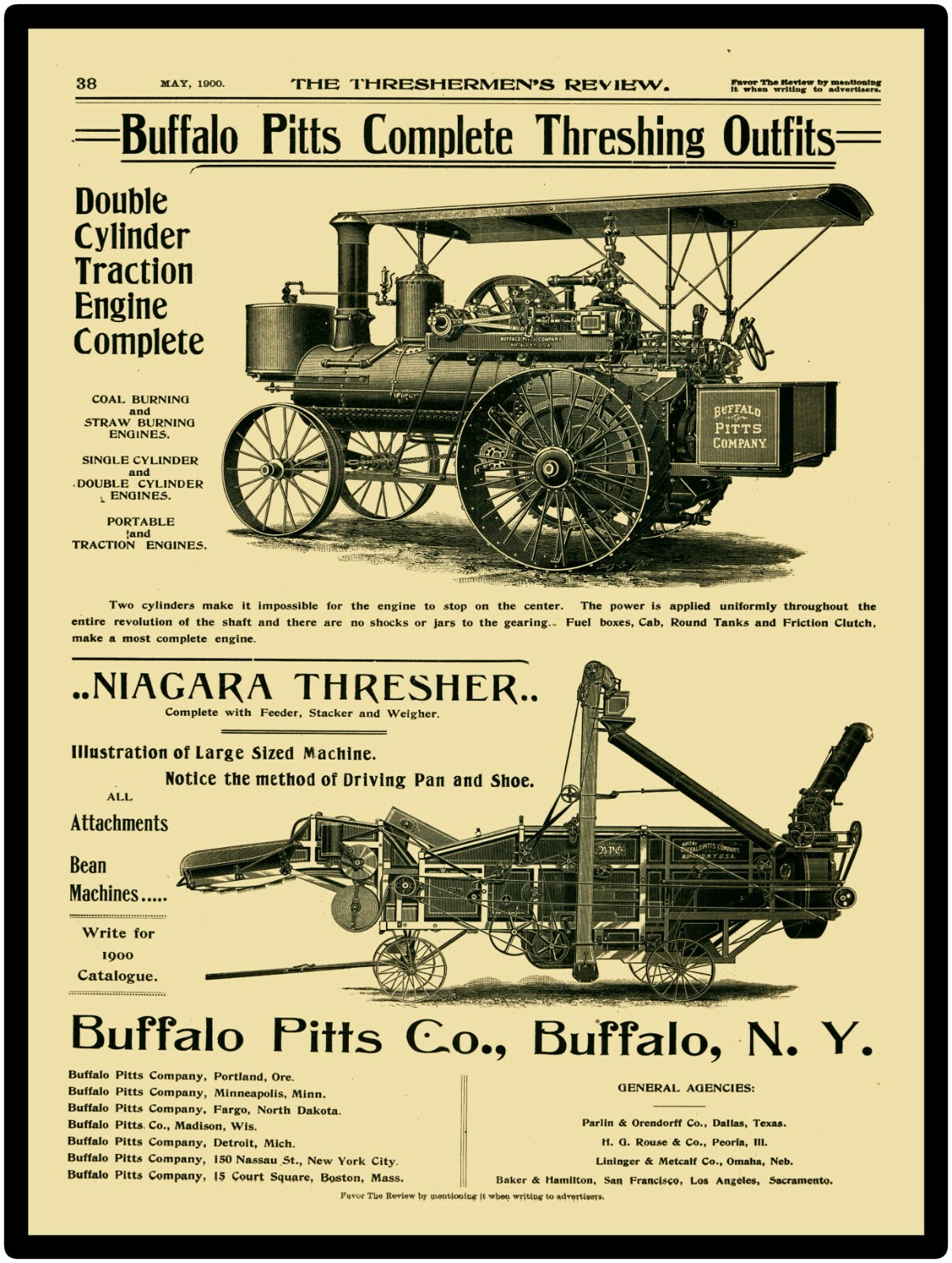 Buffalo Pitts Traction Engine NEW Metal Sign 24&Prime; x 30&Prime; USA STEEL XL Size – 7 lbs
