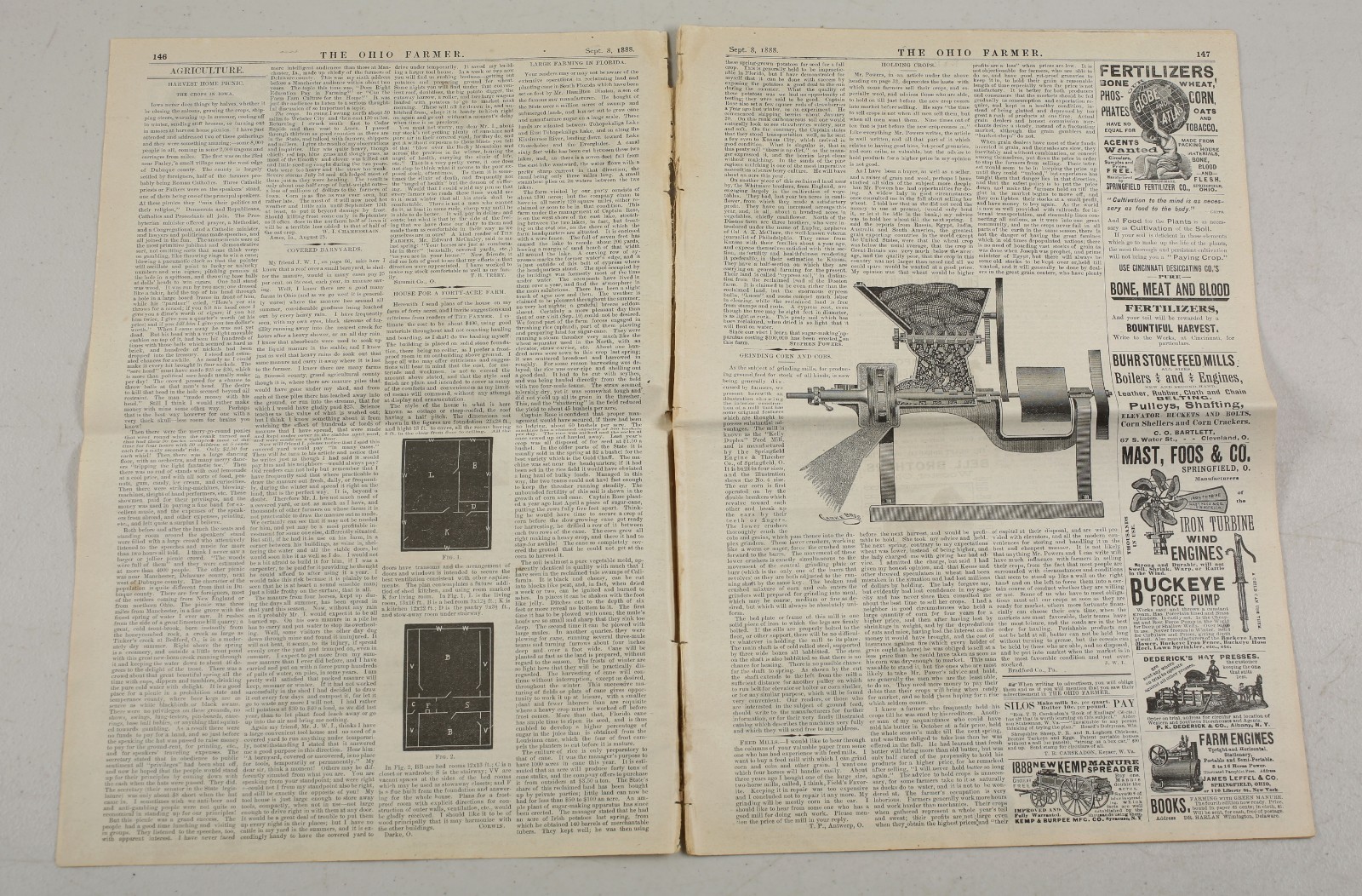 Vintage 1888 The Ohio Practical Farmer Newspaper Cleveland Ag Equipment Ads