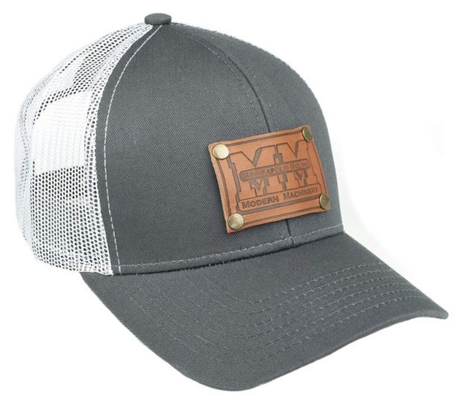 Gray Minneapolis Moline Faux Leather Emblem Hat With White Mesh