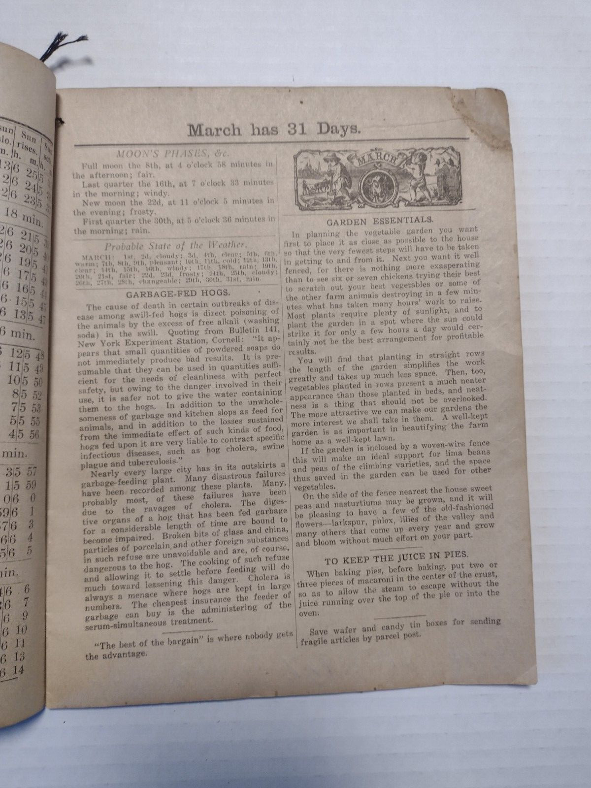 1917 John Baer&rsquo;s Sons Lancaster, PA Agricultural Almanac