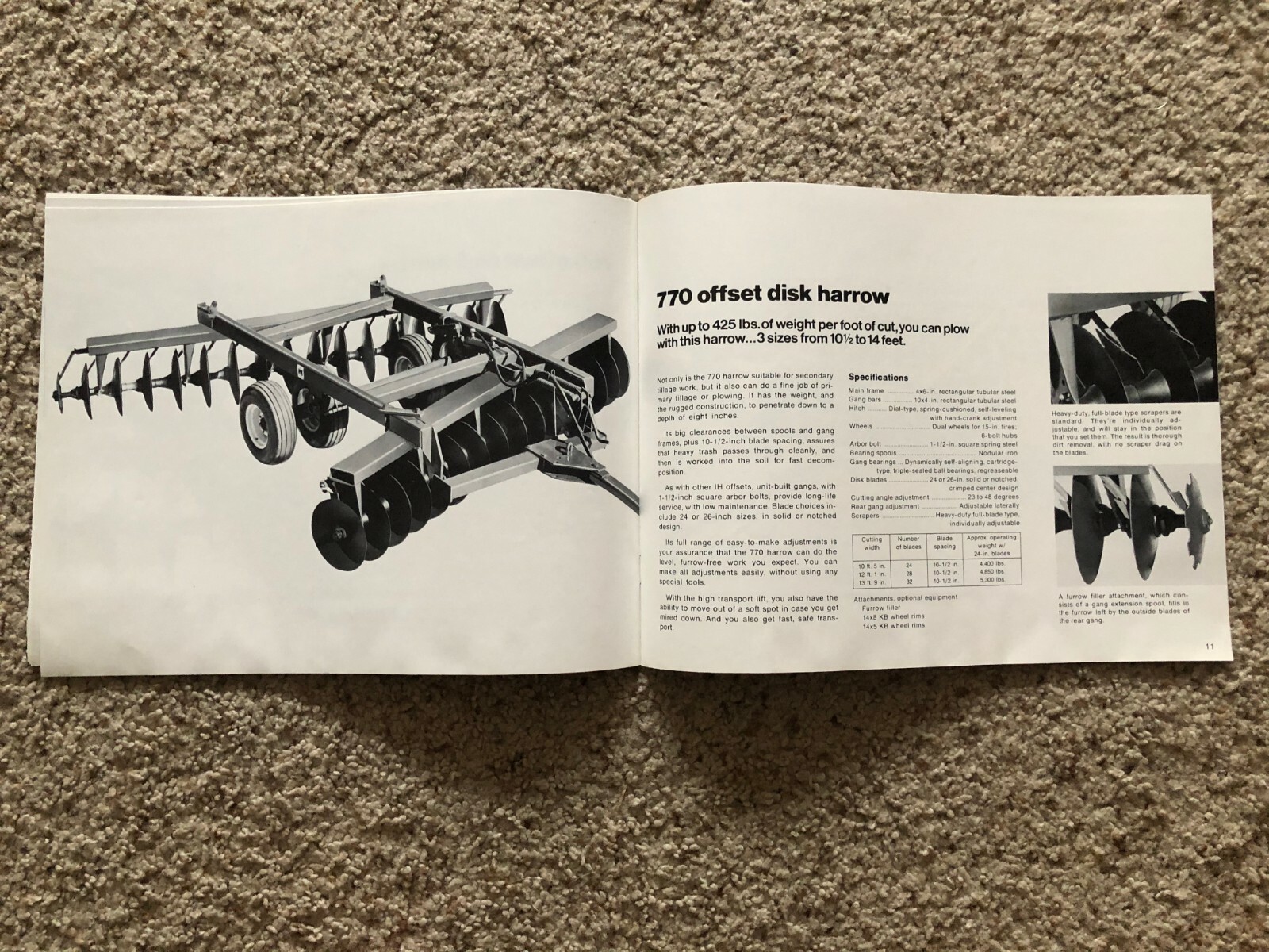 1970s International Offset Disk Harrows, original sales literature.