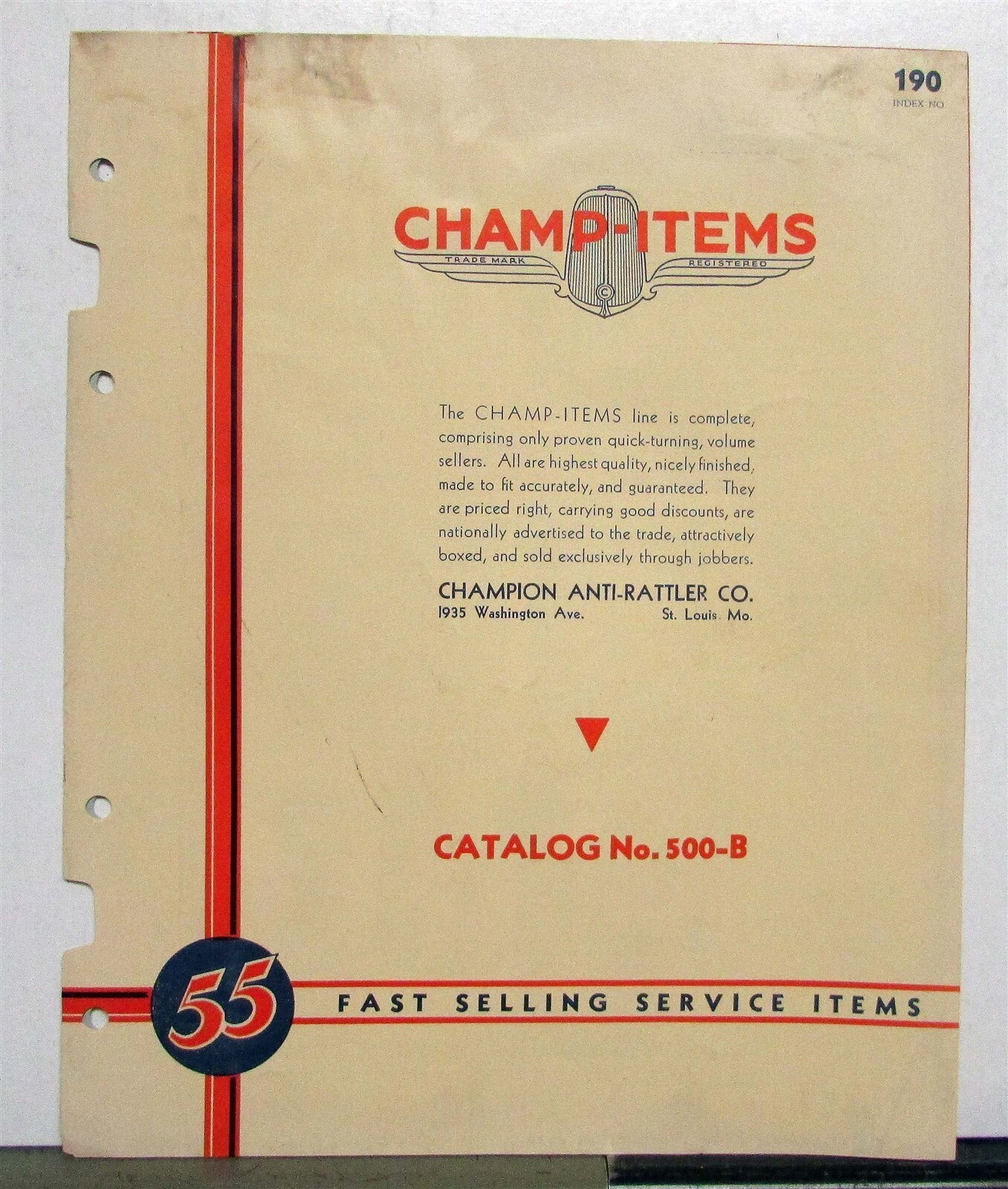 1936 Champ-Items Anti-Rattler Service Items Ball Socket Motor Supports Catalog
