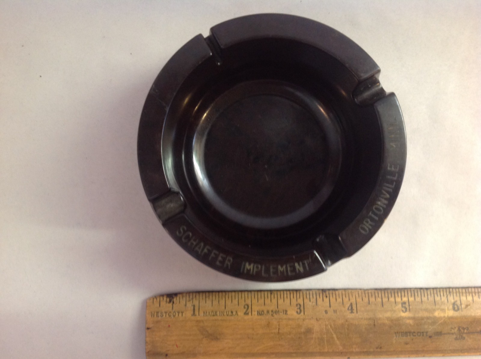 Schaffer Implement Ortonville, Minn, Catalin Ashtray Called The Derby